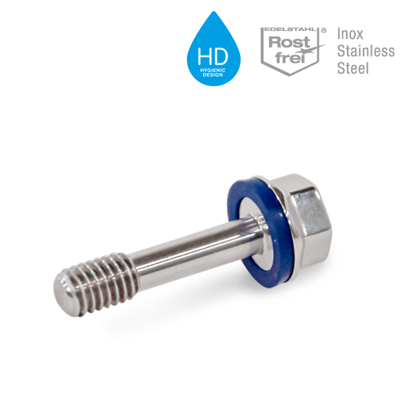 GN 1582 Stainless Steel Screws, Hygienic Design, Low-Profile Head, with Recessed Stud for Loss Protection